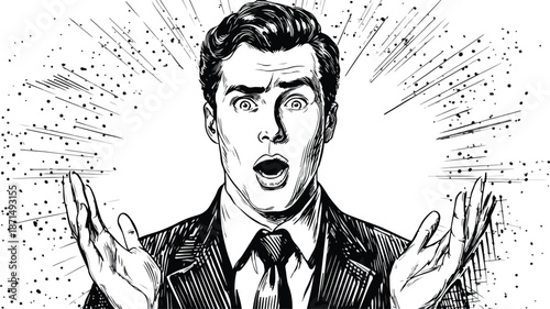 Shocked Businessman Vector Illustration Isolated on White Background