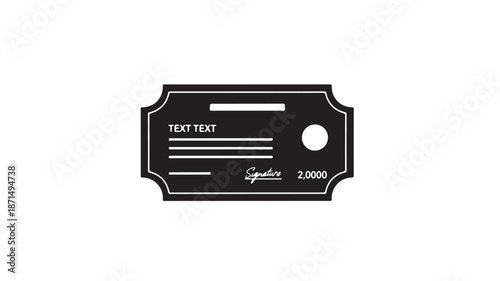 Black Ticket Stub with White Text and Placeholder Design in Simple Elegant Style for Event Promotion
