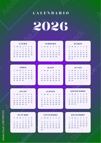 Vector Illustration Календарь 2026