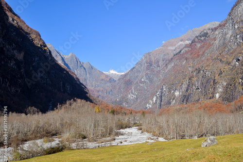Beautiful Val Bavona valley in canton of Ticino in Switzerland
