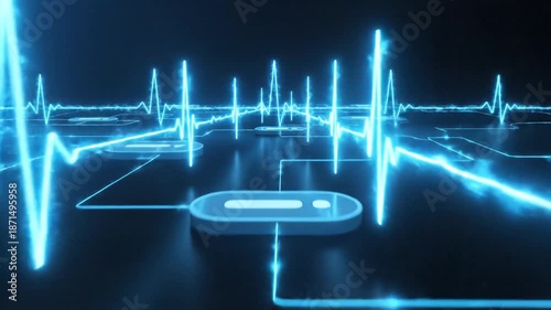 Digital grid with pulsing lines and central light burst