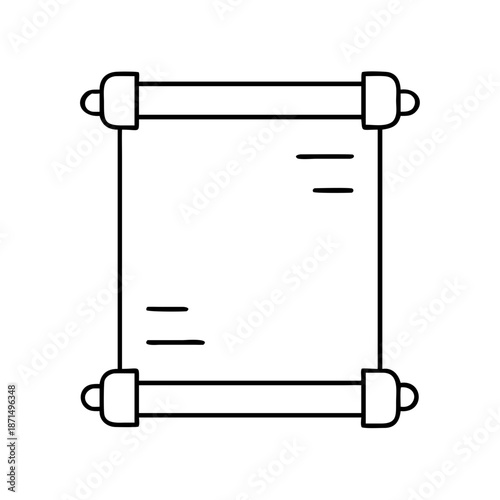 Line art illustration of an ancient scroll or document icon, representing old paper and text Vector