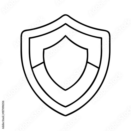 Outline illustration of a multi-layered shield icon symbolizing digital security and defense Vector