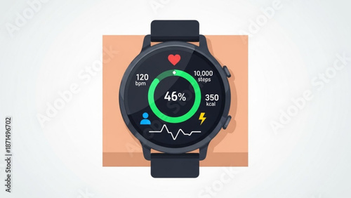 Smartwatch tracking fitness metrics on wrist