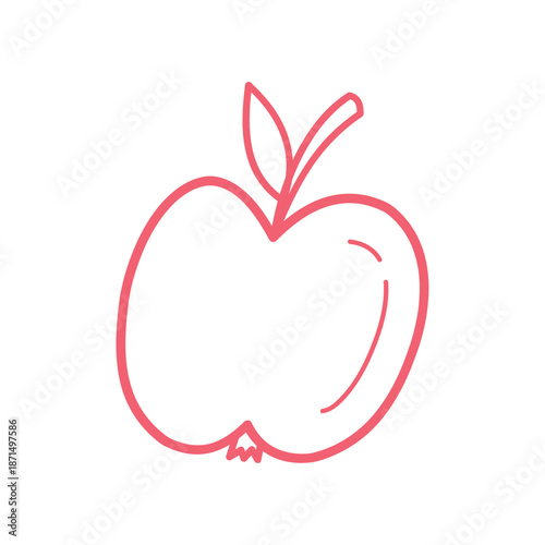 Hand drawn apple isolated on white background.