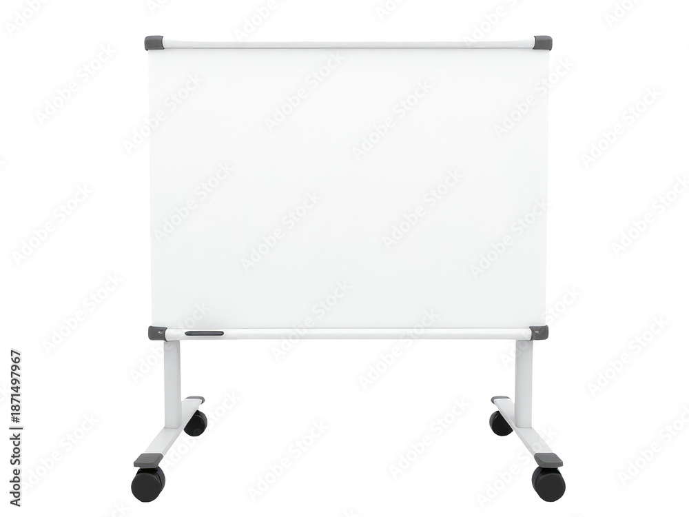 Fototapeta premium Portable writing desk on wheels with a smooth white surface for note-taking and creative work