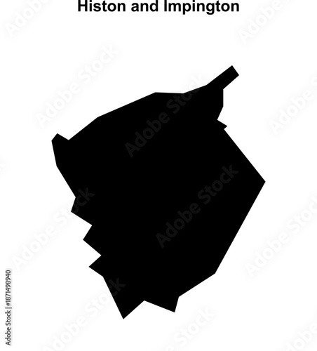 Histon and Impington (England) blank outline map