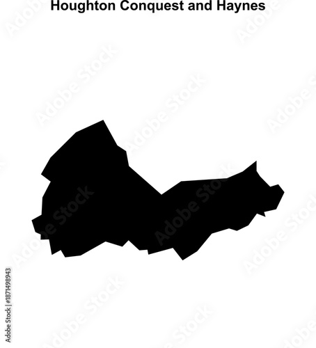 Houghton Conquest and Haynes (England) blank outline map