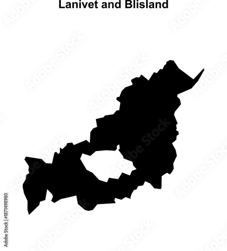 Lanivet and Blisland (England) blank outline map