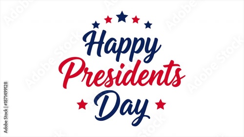 Presidents Happy Day typography, art video illustration.