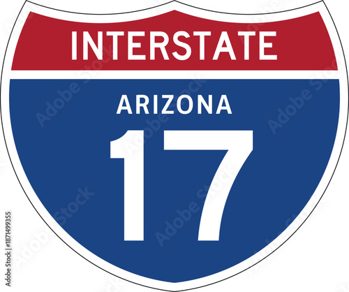 Interstate 17, Arizona, I-17 Highway Shield Design Vector