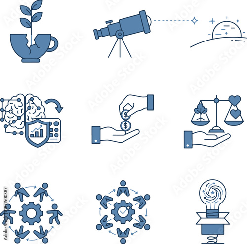 Investment Vision and Team Productivity Icons