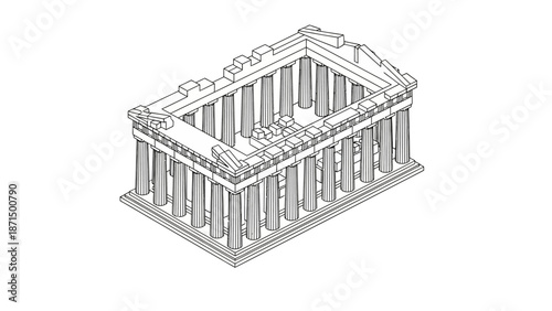 Ancient Greek Parthenon Architectural Structure.