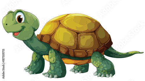 Adorable Funny Turtle Cartoon on White Background Vector Illustration