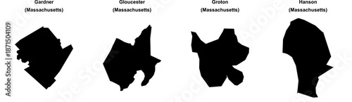 Gardner, Gloucester, Groton, Hanson outline maps