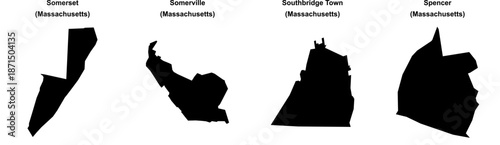 Somerset, Somerville, Southbridge Town, Spencer outline maps