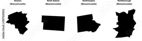 Newton, North Adams, Northampton, Northborough outline maps