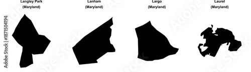 Langley Park, Lanham, Largo, Laurel outline maps