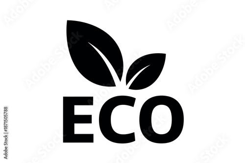 Eco logo with leaves on white background for environmental branding