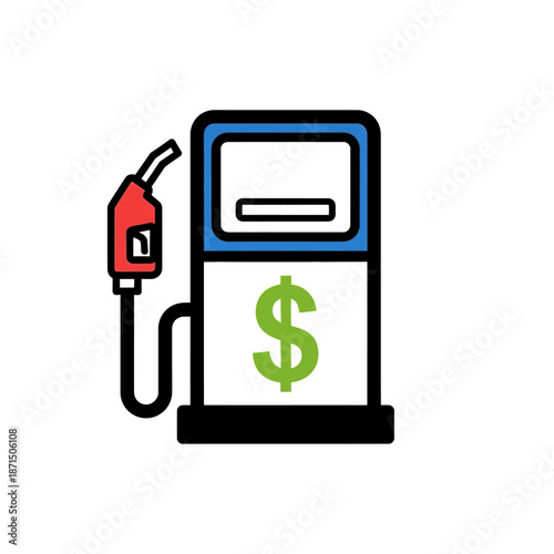 Conceptual illustration of fuel costs and energy expenses, featuring a gas pump with a dollar sign, symbolizing the financial impact of gasoline prices on budgets and consumer transportation