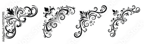 Vintage corners frames, decorative divider elements. Wedding design vector illustration