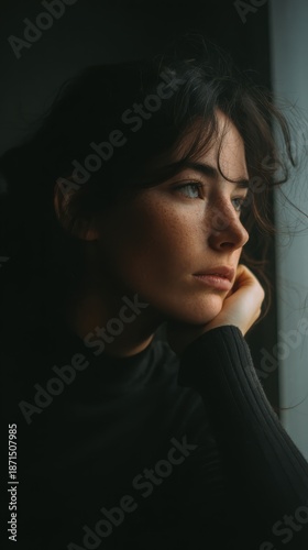 woman in silent anxiety moment