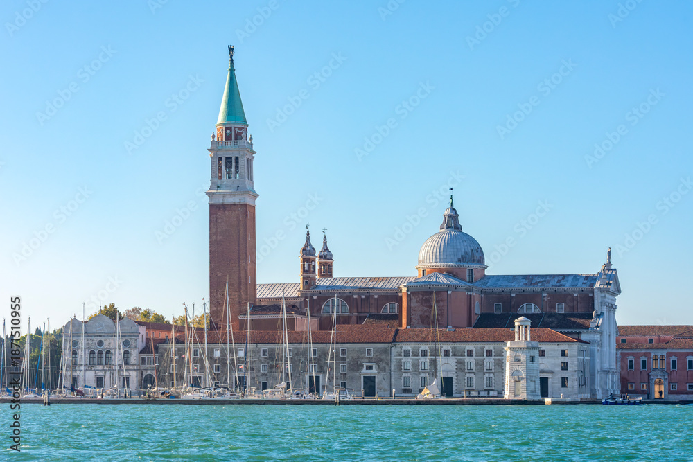 Fototapeta premium Panorama of San Giorgio Maggiore island with Basilica and Campanile, Venice, Italy
