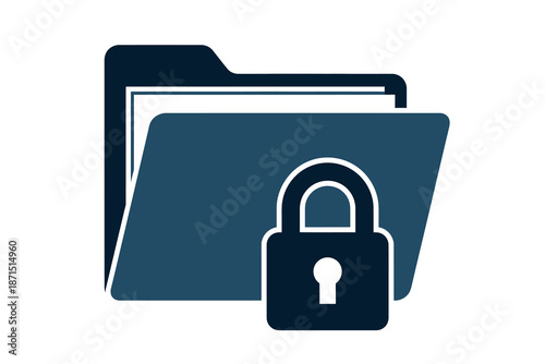 Secure folder with locked padlock icon on white background for privacy concept