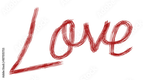 Love Word Art in Rough Sketch Style