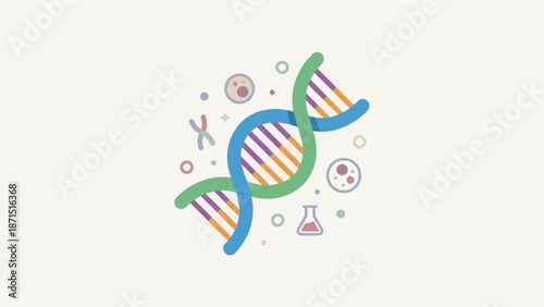 Stylized DNA double helix vector illustration. Genetics and biology concept. Scientific research symbol. Medical genome code. Biotechnology life science. Chromosome cell flat design.