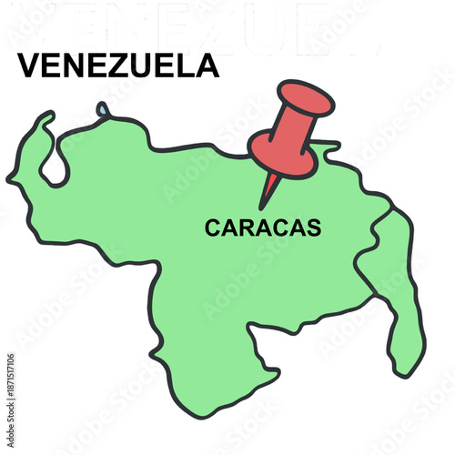Venezuela map pinpointing caracas capital city location