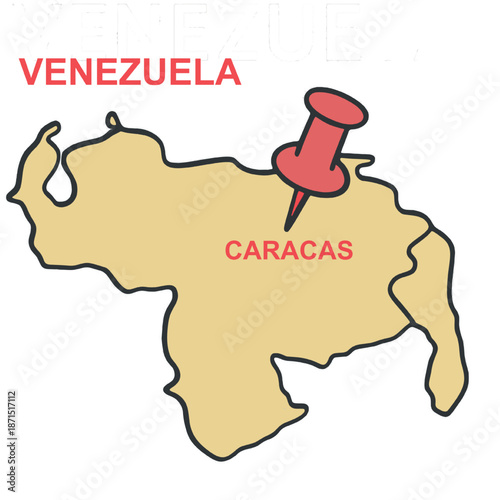 Venezuela map showing capital city caracas location