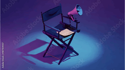 Director's Chair with Megaphone Symbolizes Film Industry Leadership


