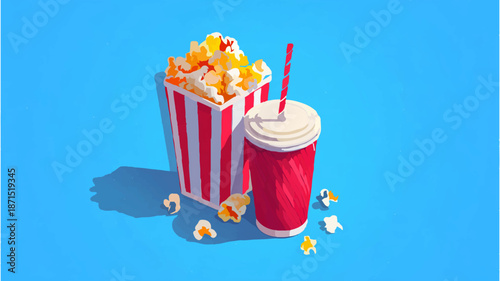 Popcorn and Soda Represent Movie Night Refreshments

