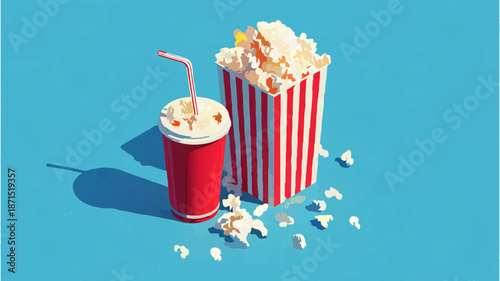 Popcorn and Soda Represent Movie Night Refreshments

