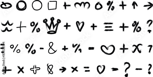 Mathematical symbols and equations in a handwritten style