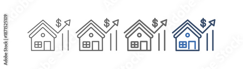 
outline icon set cost of living with home design and increasing need for money