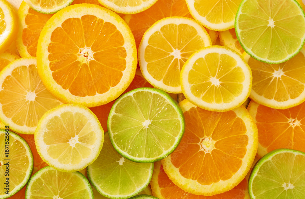 Obraz premium lemon and lime slice background 