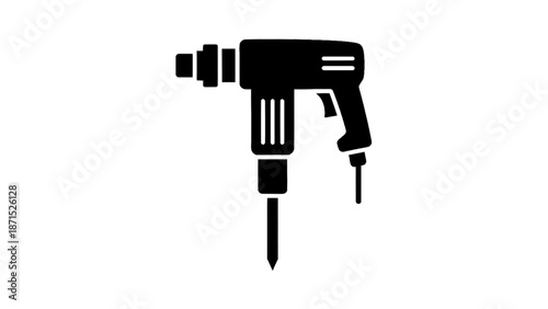 Vector illustration of a powerful demolition hammer tool icon, on transparent background for construction design projects