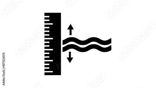 Vector illustration of a water level measurement icon depicting fluctuating waves on a transparent background