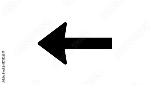 Vector illustration of a bold black arrow pointing left, isolated on transparent background, ideal for navigation