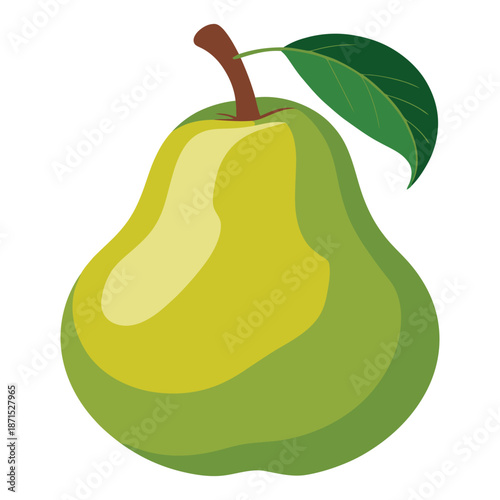 Green pear fruit still life showcasing the freshness of organic produce and healthy eating with natural colors in an appetizing vector illustration