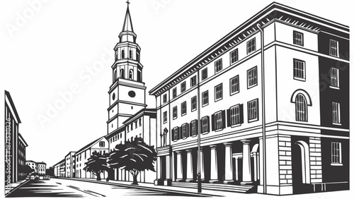 Charleston skyline with st. Philips church in a picturesque south carolina scene ideal for city and travelrelated designs.