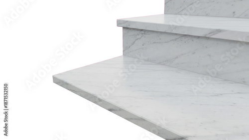 Marble stairs detail isolated on transparent background