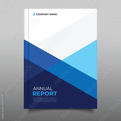 business blue annual report cover template flyer geometric diagonal design