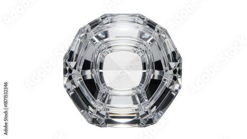 Octagonal Crystal Glass Knob isolated on transparent background
