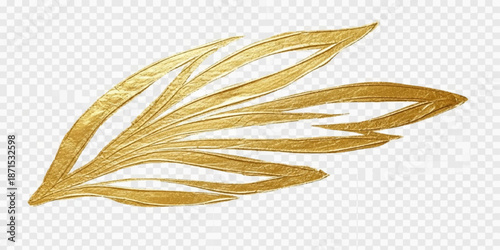 Delicate Abstract Golden Watercolor Wing with Luminous Highlights