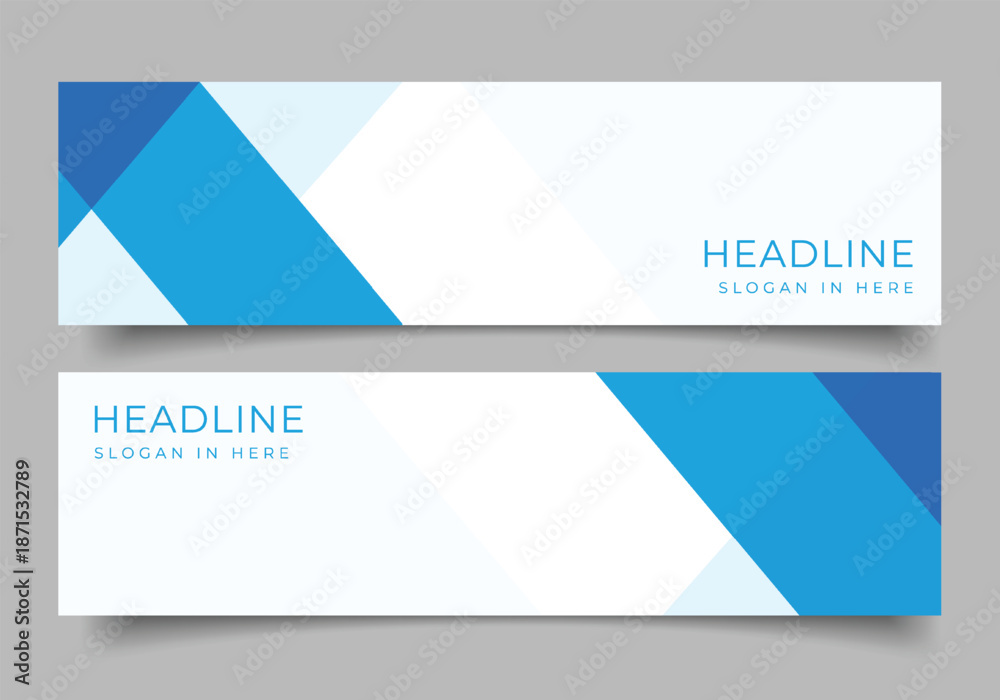 Naklejka premium set of blue geometric diagonal banner for presentation business template background