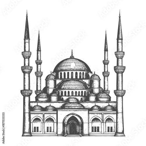 A detailed drawing of a magnificent mosque