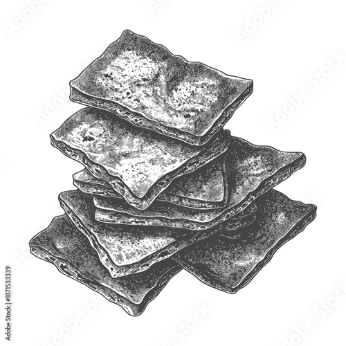 A Stack of Irregularly Shaped Brown Bread Pieces